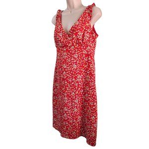 The Limited Sleeveless Red Multi Color Dot Polyester Crepe Summer Dress S GUC